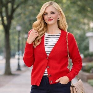 NEW J.Crew Factory Cotton-blend V-neck cardigan sweater